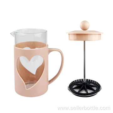 650mL Heart Shaped Carved French Press Coffee Maker